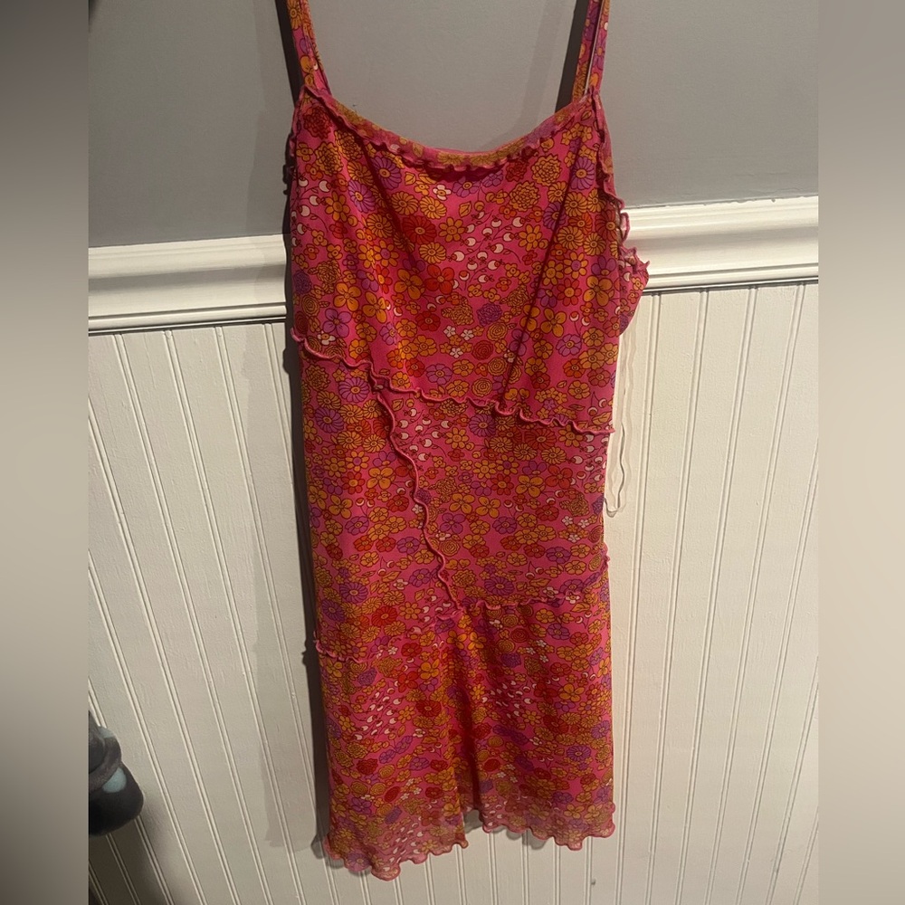 Wild Fable Pink and Orange Floral Midi Dress